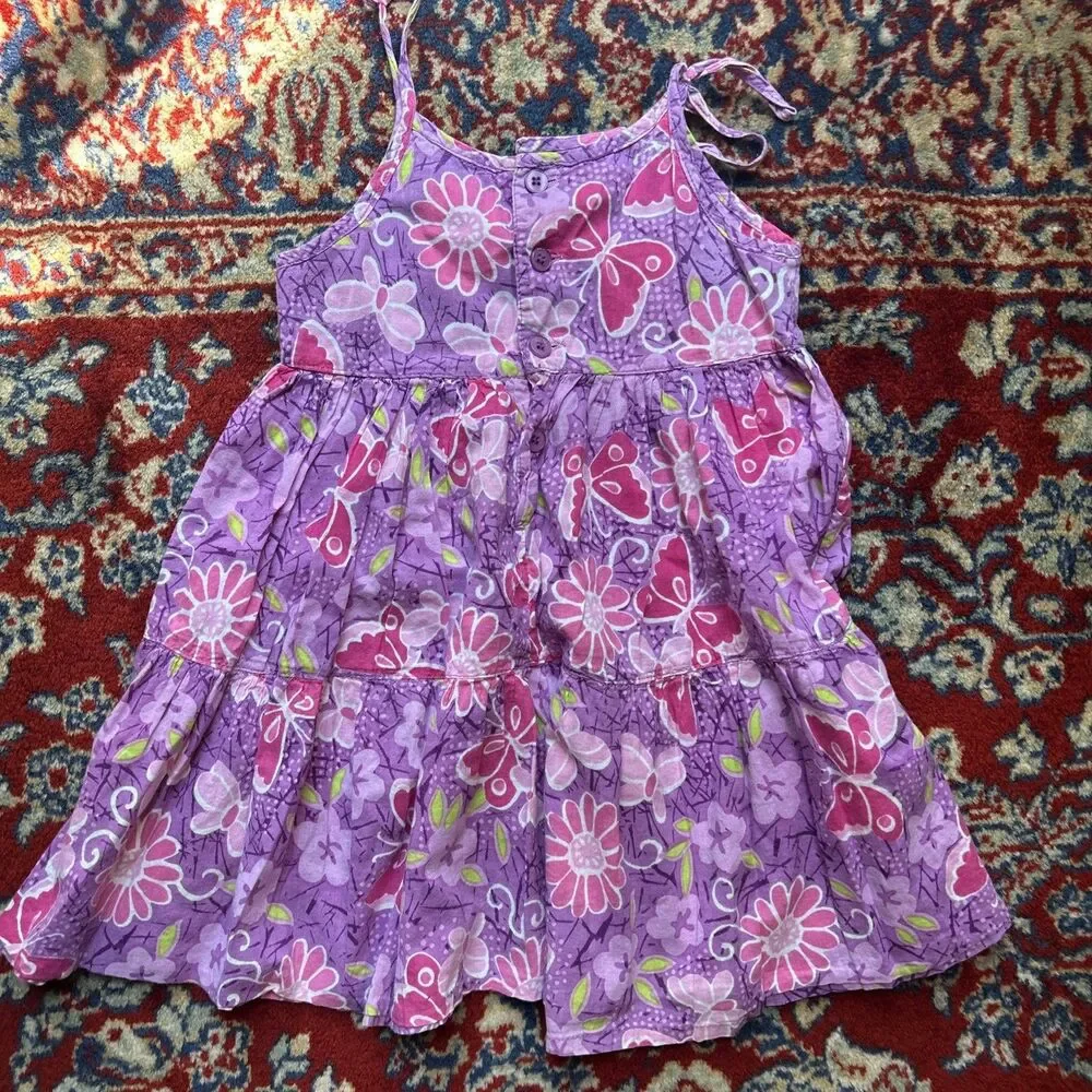 The Childrens Place Girls 24 Month Purple Floral Butterfly Y2K Cotton Dress